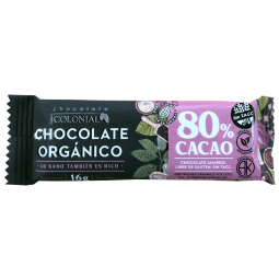 Barritas de chocolate orgánico "Cacao 80%" (16 grs) - Colonial