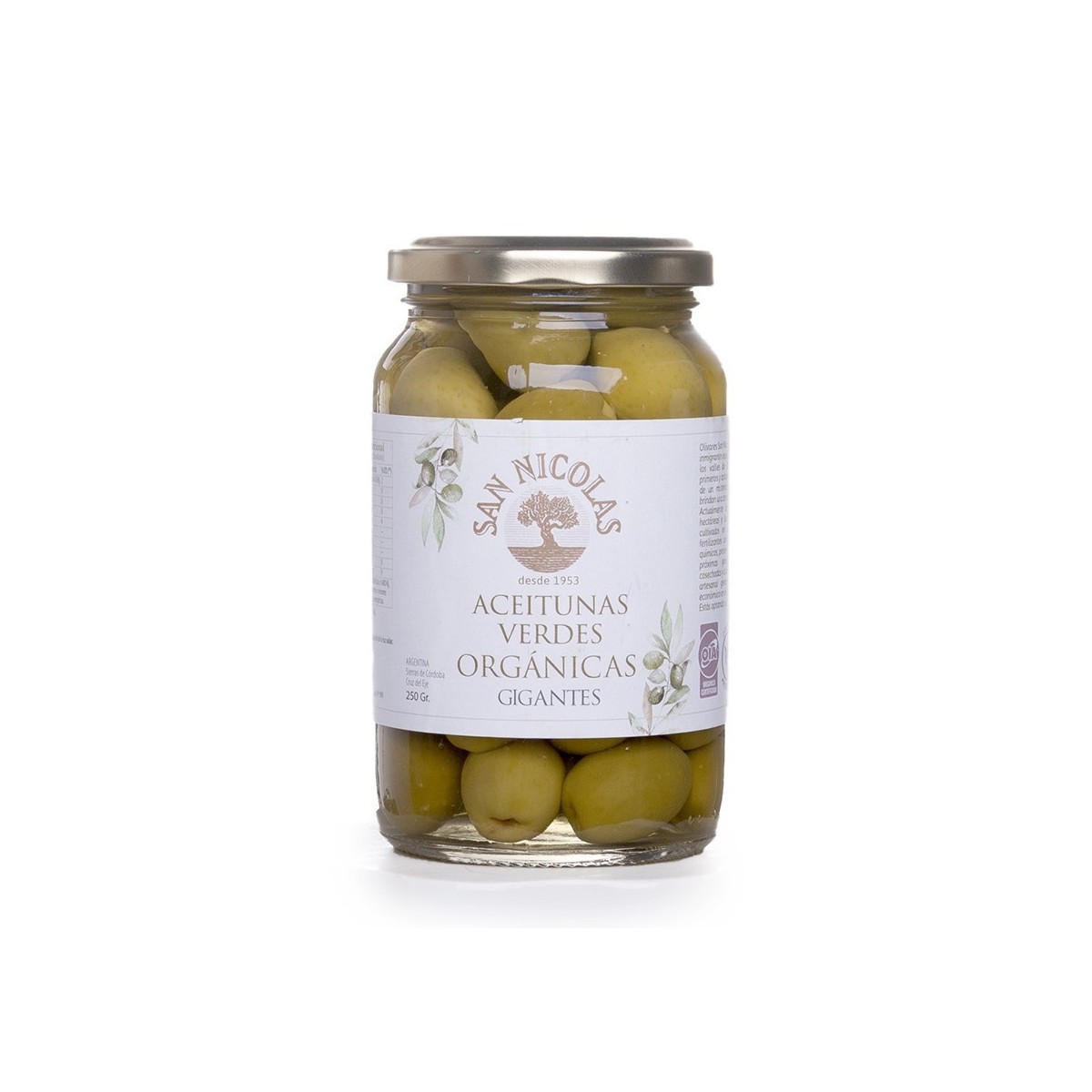 Aceitunas verdes orgánicas descarozadas x 250 gr - San Nicolás Aceitunas verdes orgánicas descarozadas x 250 gr - San Nicolás