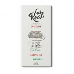 Chocolate con leche de coco y granos de cafe molidos x 70 g - Get Real