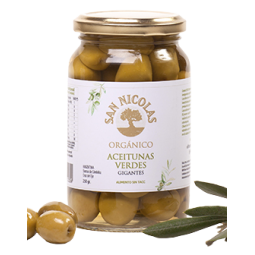 Aceitunas verdes gigantes orgánicas 250g - San Nicolás
