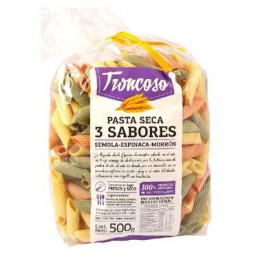 Penne Rigati de 3 Sabores x 500gr "Troncoso"