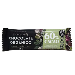 Barritas de chocolate orgánico "Cacao 60%" (16 grs )  - Colonial