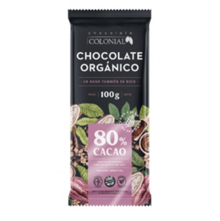 Chocolate orgánico (80 % Cacao) x 100 grs. - Colonial