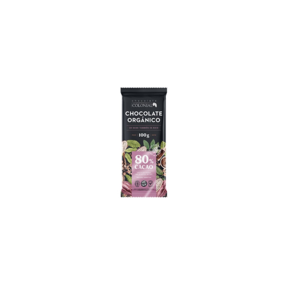 Chocolate orgánico (80 % Cacao) x 100 grs. - Colonial