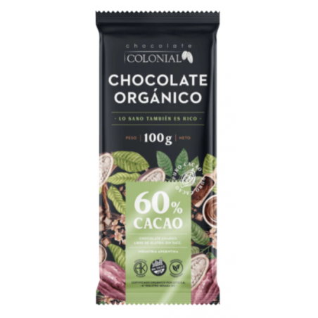 Chocolate orgánico (60 % Cacao) x 100 grs. - Colonial