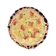 Pizza de Papa y panceta con harina orgánica - Pizza Zën