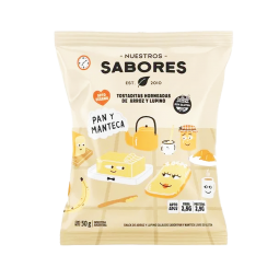 Snack de arroz y lupino sabor Pan y manteca x 50 gr. - Nuestros Sabores