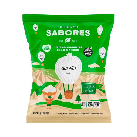 Snack de arroz y lupino sabor Cebolla x 50 gr. - Nuestros Sabores