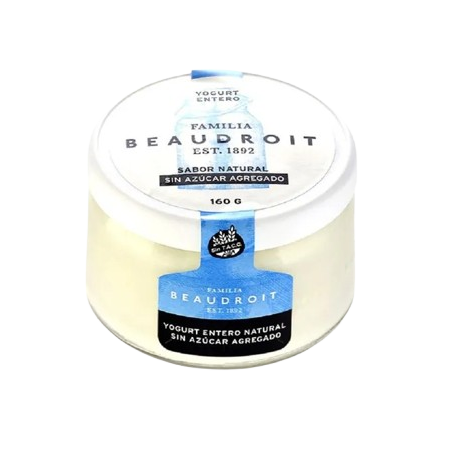 Yogur Entero Natural con azucar x 160 gr. - Familia Beaudroit