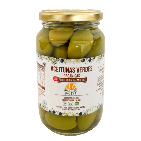 Aceitunas verdes descarozadas orgánicas x 300 gr. - Finca Paru
