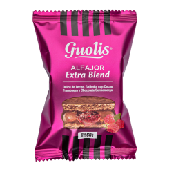 Alfajor de frambuesa y chocolate