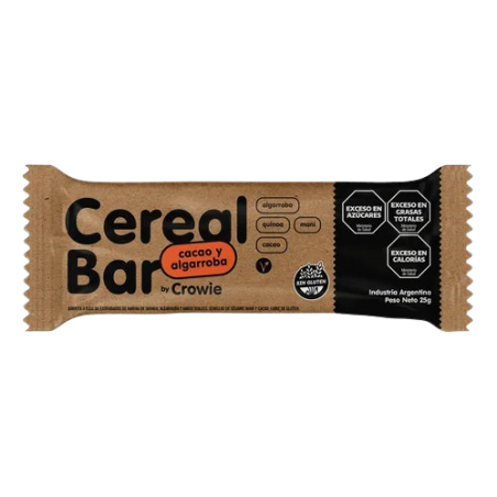 Barrita de cereal vegana sabor cacao y algarroba x 25 gr. - Crowie