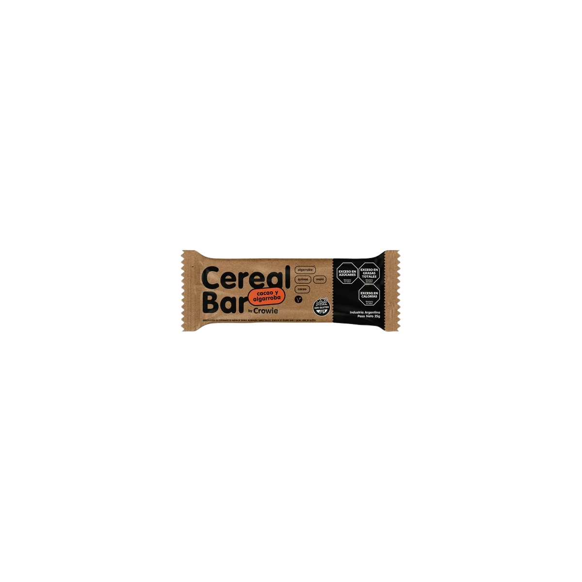 Barrita de cereal vegana sabor cacao y algarroba x 25 gr. - Crowie Barrita de cereal vegana sabor cacao y algarroba x 25 gr. - Crowie