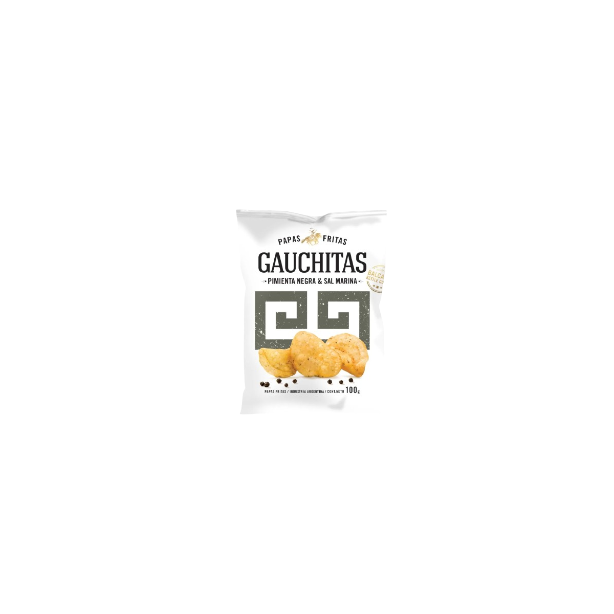 Papas fritas con pimienta negra y sal marina x 40 gr. - Gauchitas Papas fritas con pimienta negra y sal marina x 40 gr. - Gauchitas
