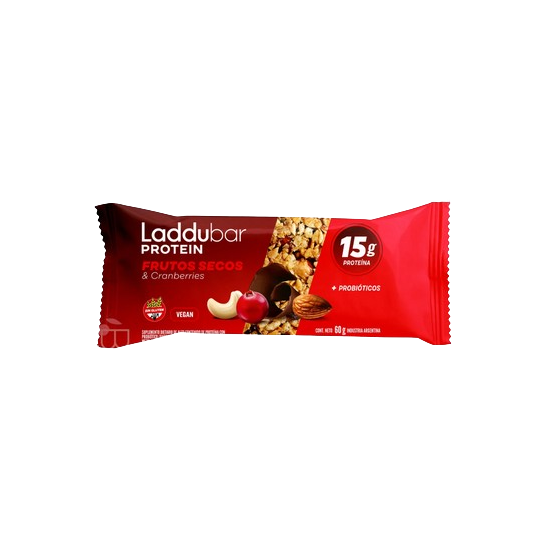 Barra protéica frutos secos y canberries arándanos rojos x 60 gr. - Laddubar