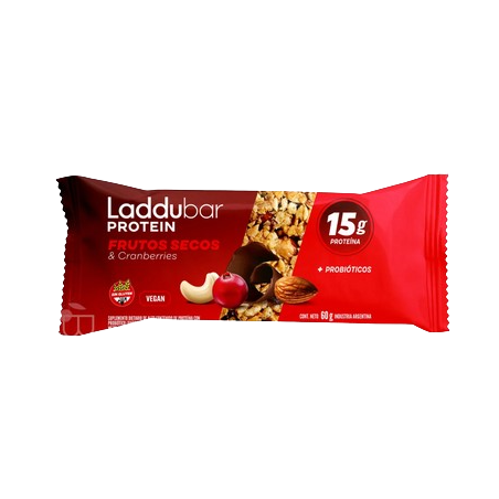 Barra protéica frutos secos y canberries arándanos rojos x 60 gr. - Laddubar