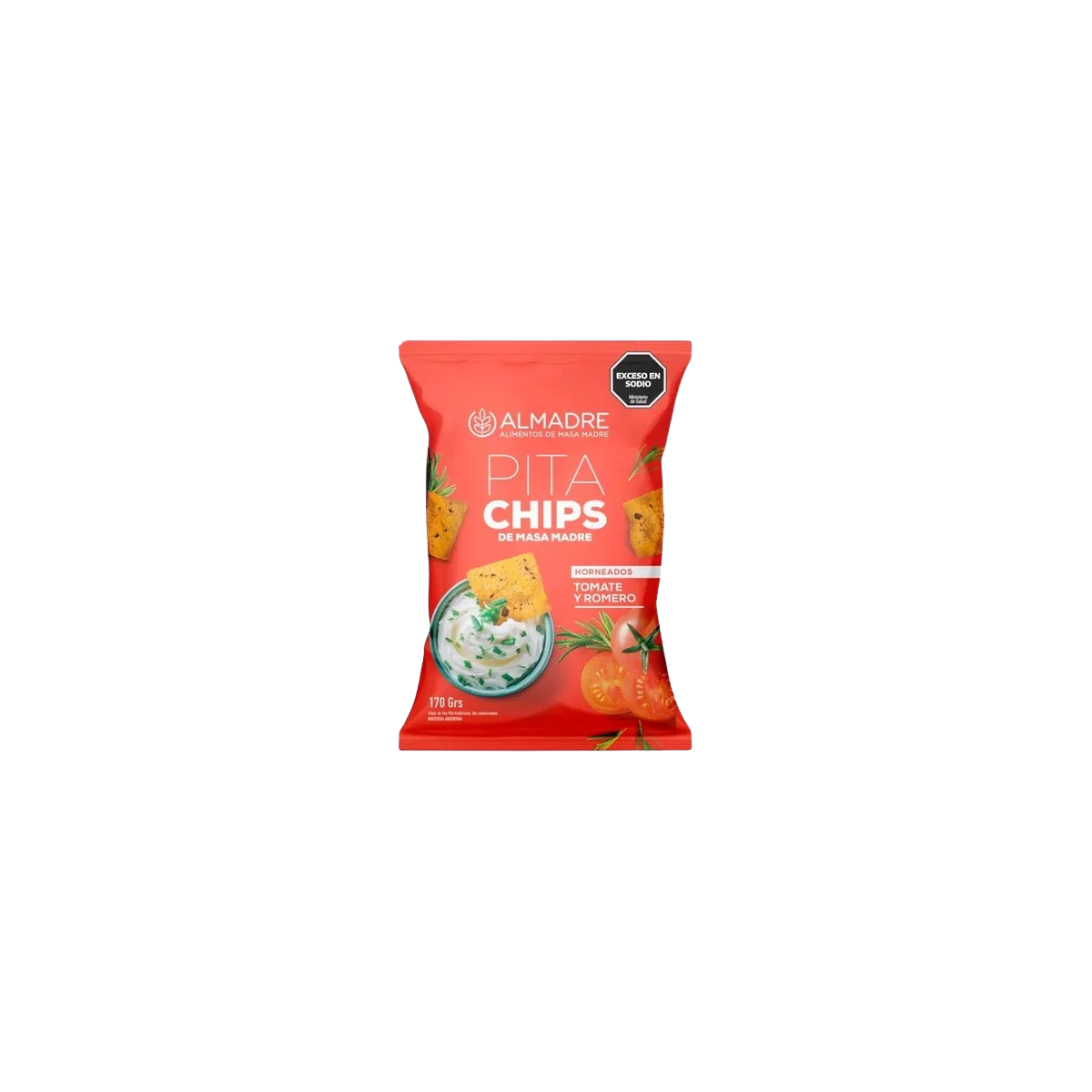 Chips de masa madre sabor Tomate y romero x 170 g- Almadre Chips de masa madre sabor Tomate y romero x 170 g- Almadre