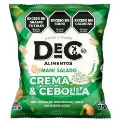 Maní tostado salado Crema y cebolla x 75 gr. - Dec
