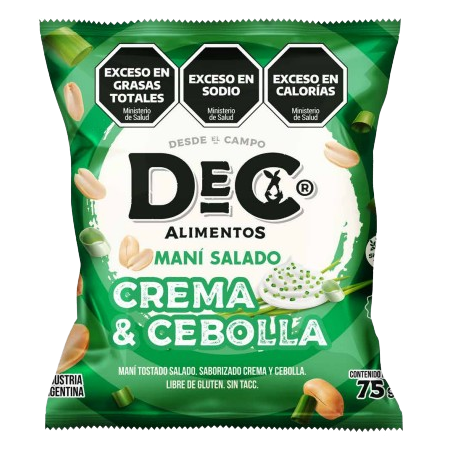 Maní tostado salado Crema y cebolla x 75 gr. - Dec