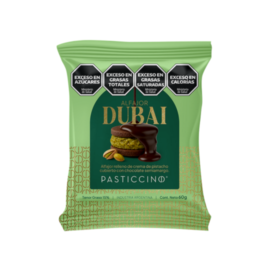 Alfajor Dubai crema de Pistachos y chocolate amargo x 60 gr. - Pasticcino
