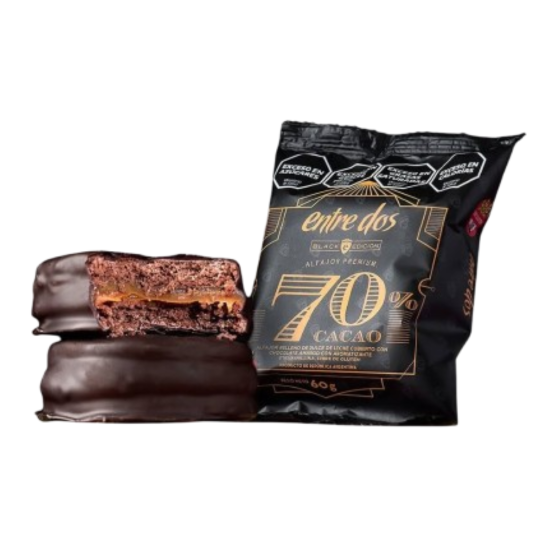 Alfajor Sin TACC 70% cacao x 45gr. - Entre Dos