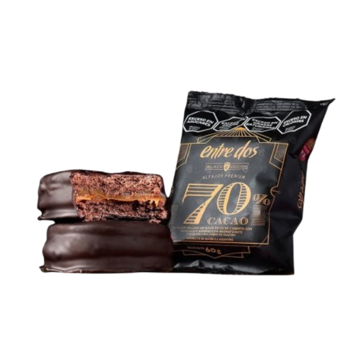 Alfajor Sin TACC 70% cacao x 45gr. - Entre Dos