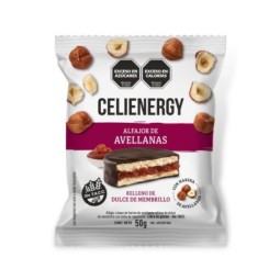 Alfajor de Avellana bañado con chocolate y relleno de Membrillo - Celienergy