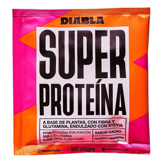 Super Proteína sabor cacao x 33 gr. - Diabla Super Proteína sabor cacao x 33 gr. - Diabla