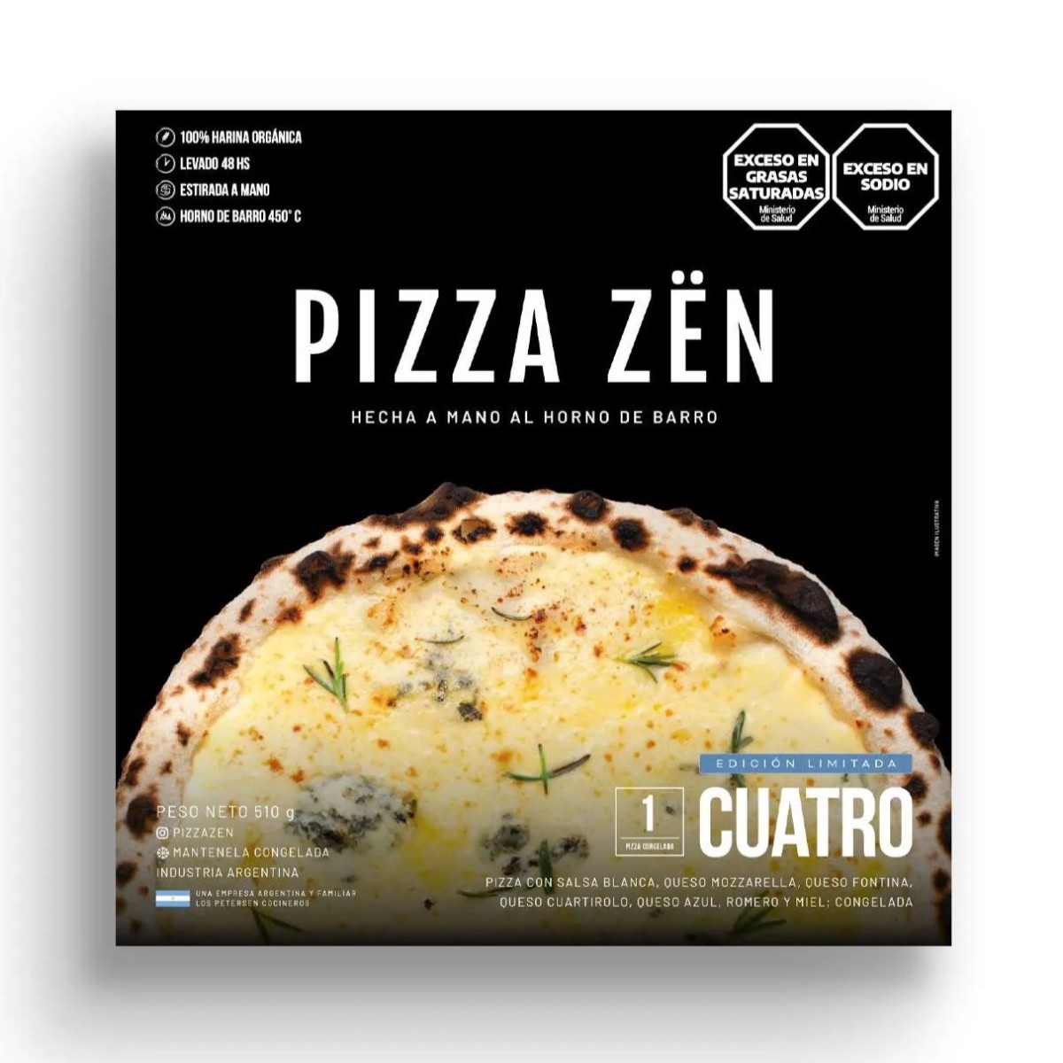 Pizza de Cuatro quesos con harina orgánica x 510 gr. - Pizza Zën Pizza de Cuatro quesos con harina orgánica x 510 gr. - Pizza Zën