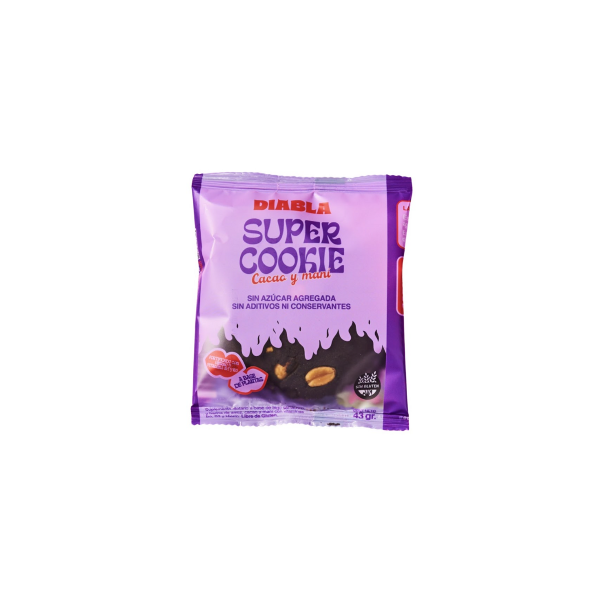 Super cookie Sin Tacc de Cacao y Mani x 43 gr. - Diabla Super cookie Sin Tacc de Cacao y Mani x 43 gr. - Diabla