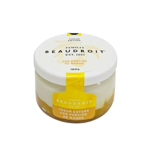 Yogur entero con porción de Mango x 160 gr. - Familia Beaudroit