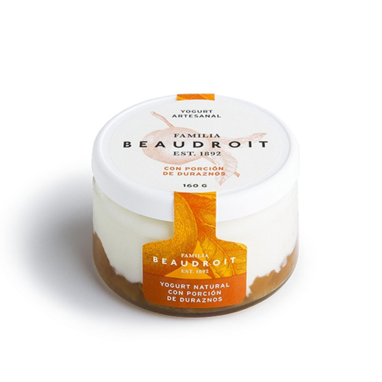 Yogur Entero con Duraznos x 160gr. - Familia Beaudroit