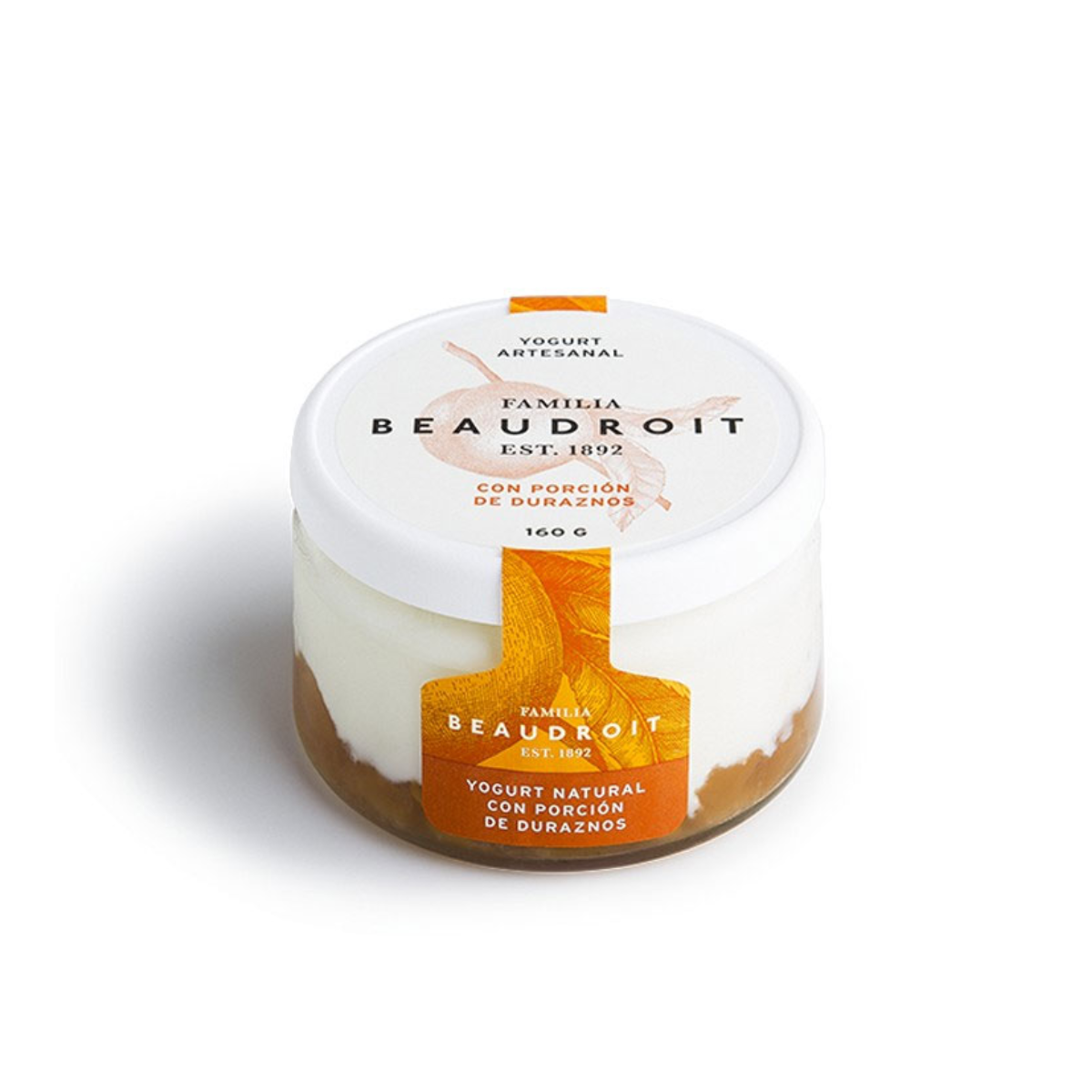Yogur Entero con Duraznos x 160gr. - Familia Beaudroit