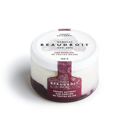 Yogur Entero con Frutos Rojos x 160 gr. - Familia Beaudroit