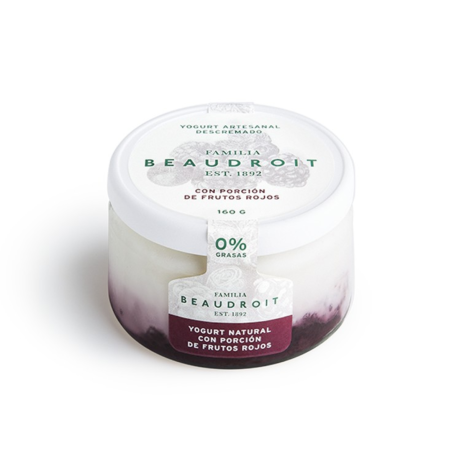 Yogur Descremado con Frutos Rojos x 160 gr. - Familia Beaudroit