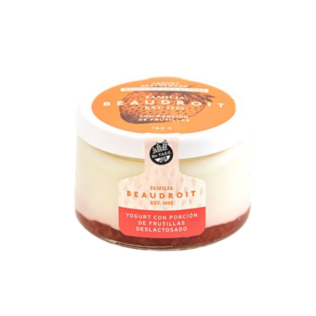 Yogur Deslactosado con porción de Frutillas x 160 gr. - Familia Beaudroit