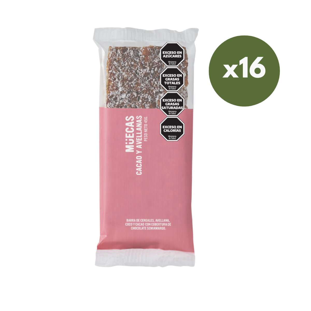 Caja de Barras de Cereal sabor Cacao x 16 unidades - Muecas