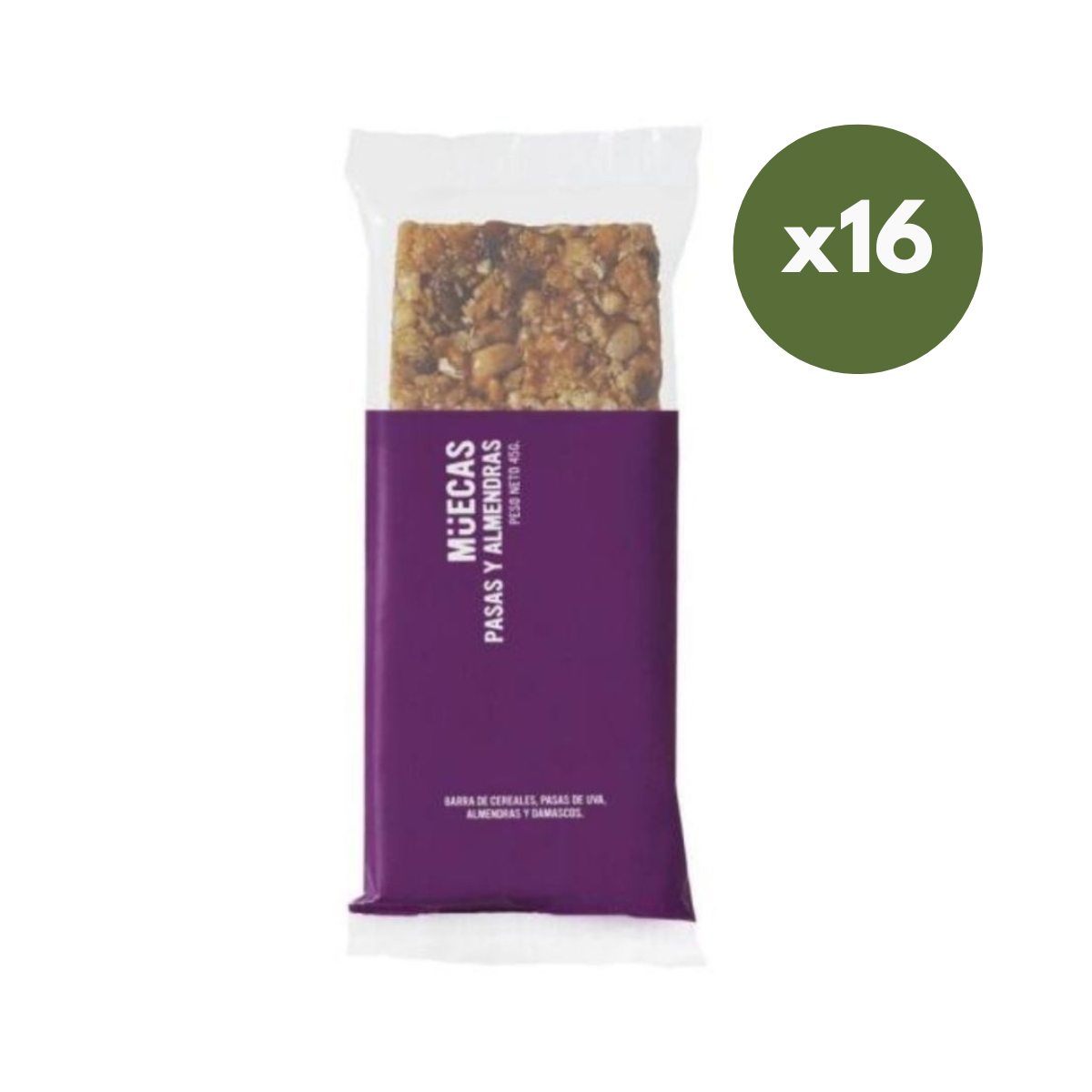 Caja de Barras de Cereal sabor Pasas x 16 unidades - Muecas