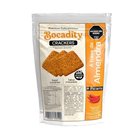 Crackers a base de almendras y ají picante x 100 gr. - Bocadity