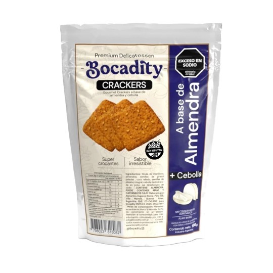 Crackers a base de almendras y cebolla x 100 gr. - Bocadity